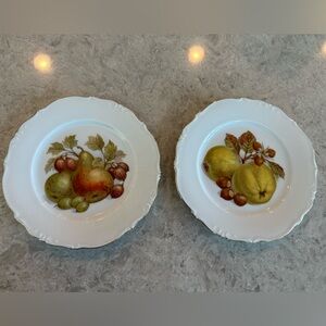 Winterling Germany Harvest Fruit Plates (2) with Scalloped Edge & Gold Trim